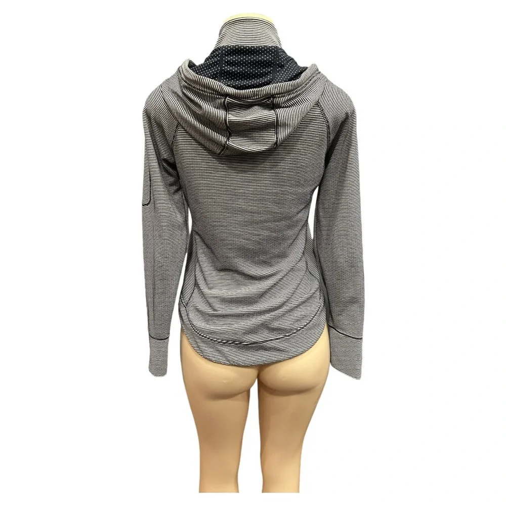 Athleta Heavenly Heights 1/4 Zip Hoodie Navy/White Stripe‎ Size Small - Picture 12 of 15